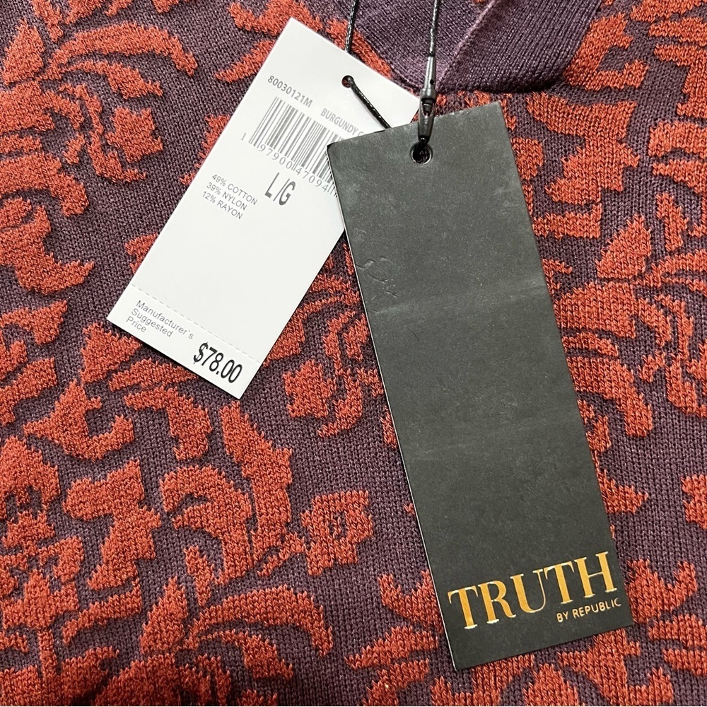 NWT Truth by Republic Burgundy Polo Shirt- L - Picture 5 of 9